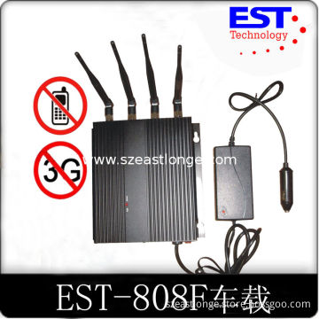 3g 33dbm Car Cell Phone Signal Jammer Blocker Est-808f1 With 4 Antenna